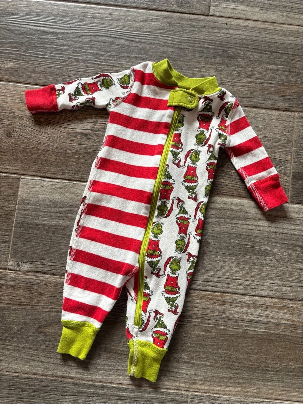 Hanna Andersson (Size 0-3mo) Baby Red & Green Grinch Holiday One-Piece